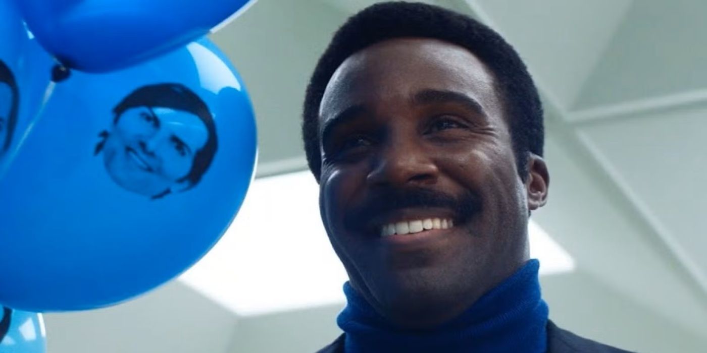 Tramell Tillman as Mr. Milchick greeting Mark S. in Season 2 of &lsquo;Severance&rsquo; on AppleTV (2025)