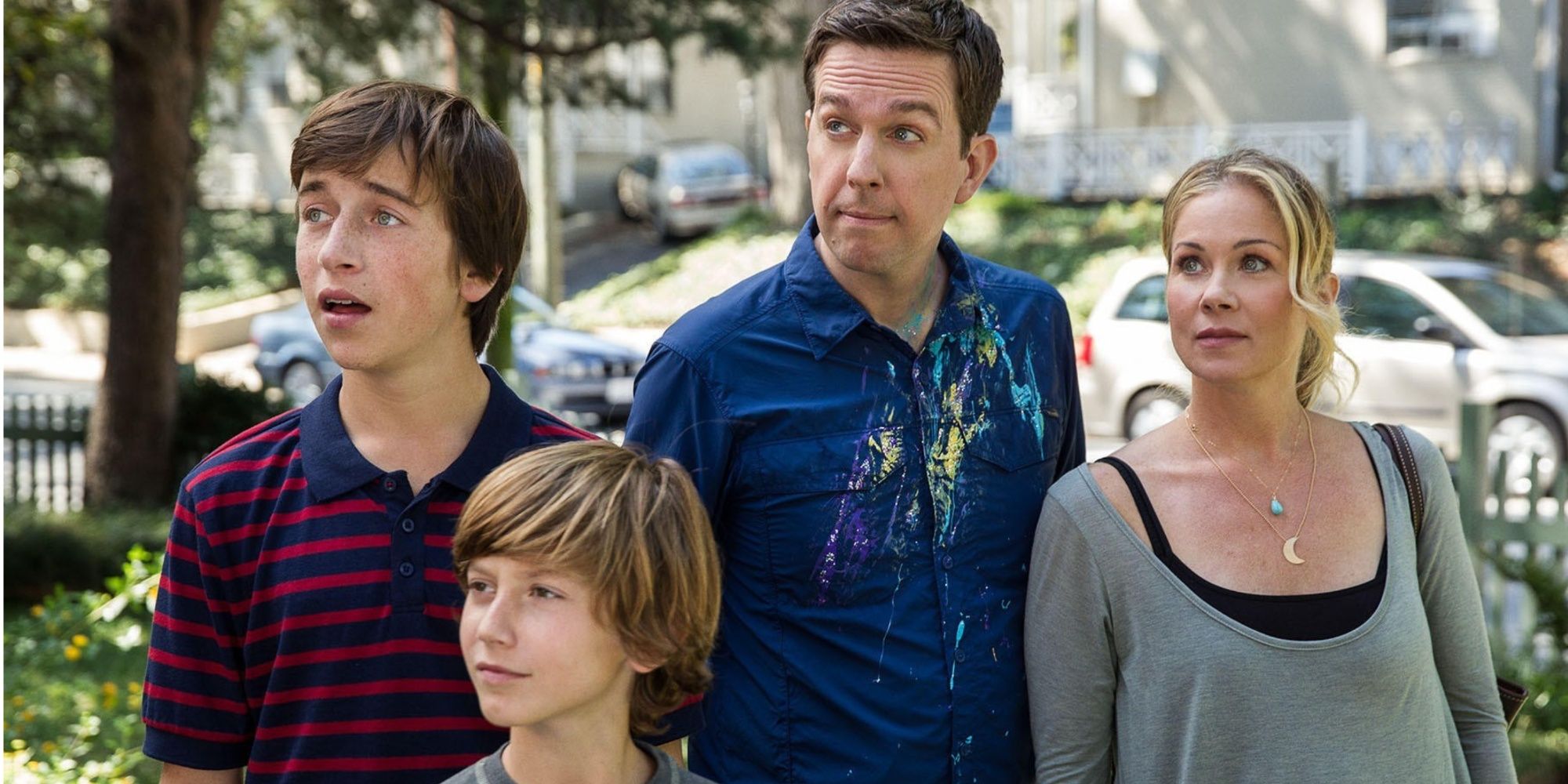 The Griswold family (Ed Helms, Christina Applegate, Skyler Gisondo and Steele Stebbins) in Vacation