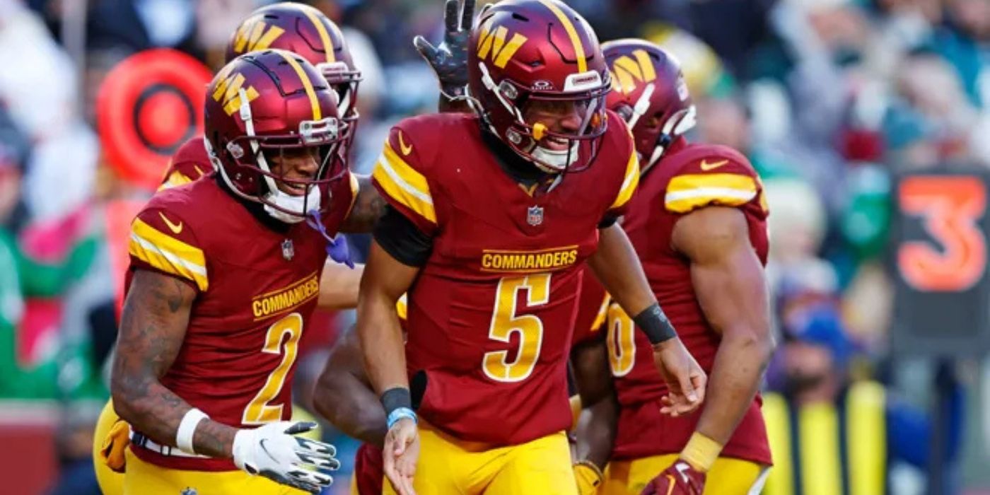 The Washington Commanders celebrate.