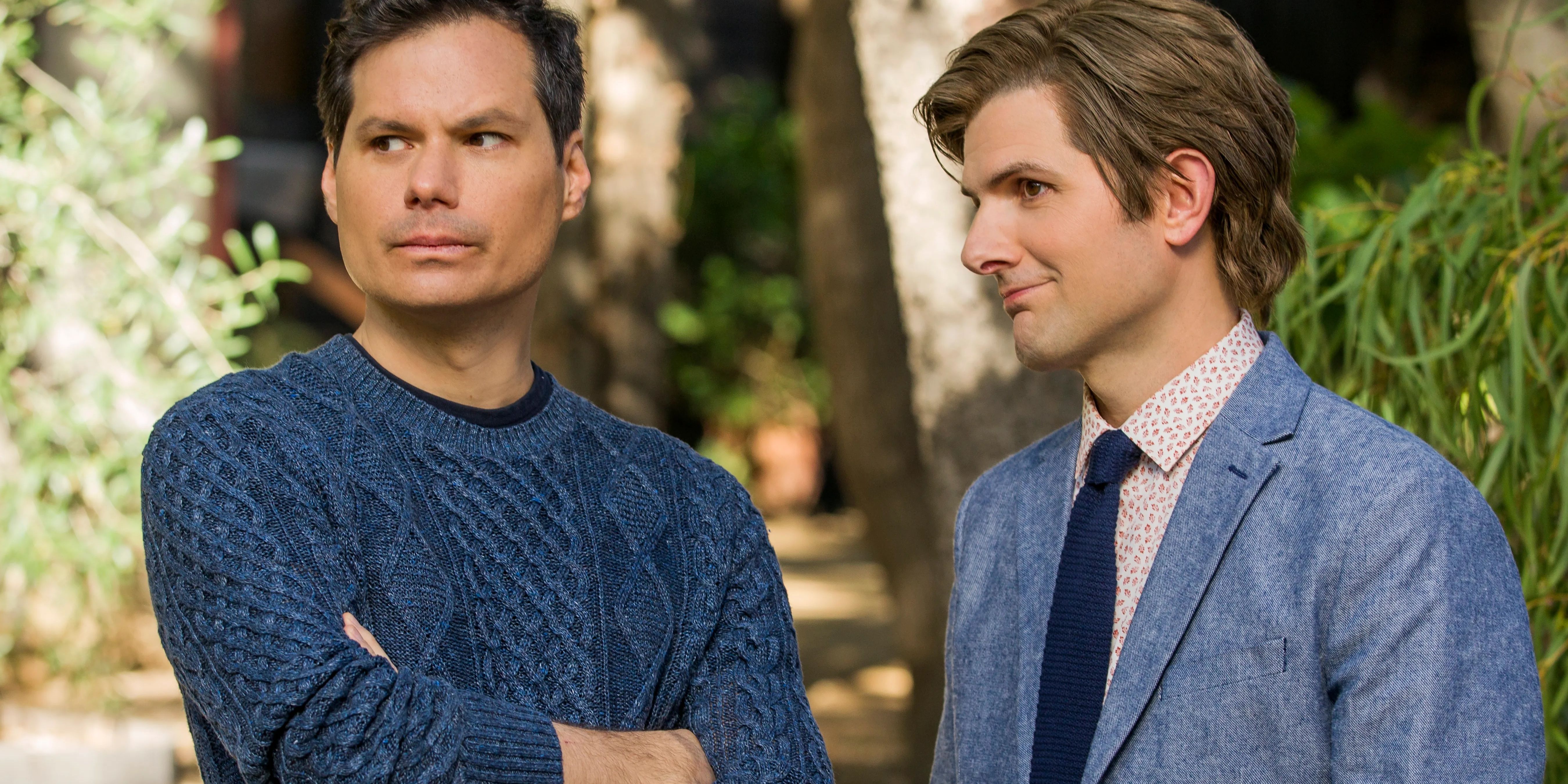 Michael Ian Black and Adam Scott in Wet Hot American Summer: Ten Years Later.