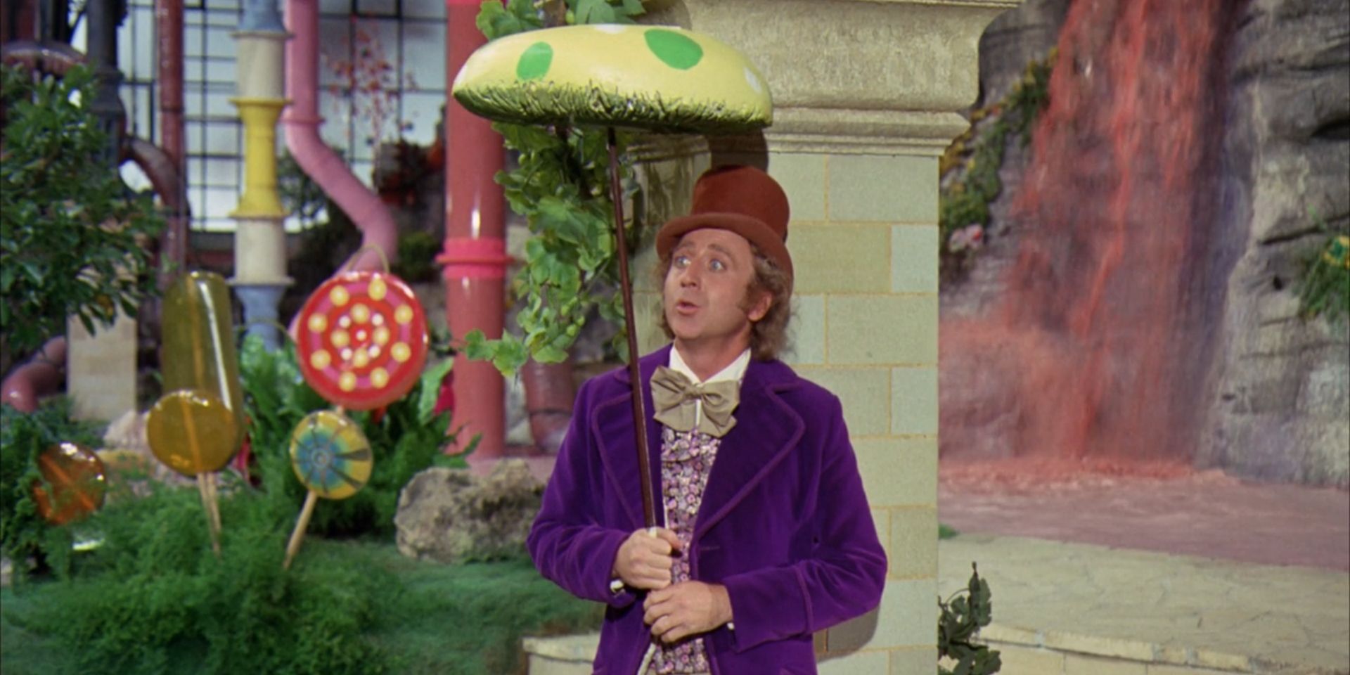 Willy Wonka, played by Gene Wilder, holds a large piece of candy in &lsquo;Willy Wonka &amp; the Chocolate Factory&rsquo;.