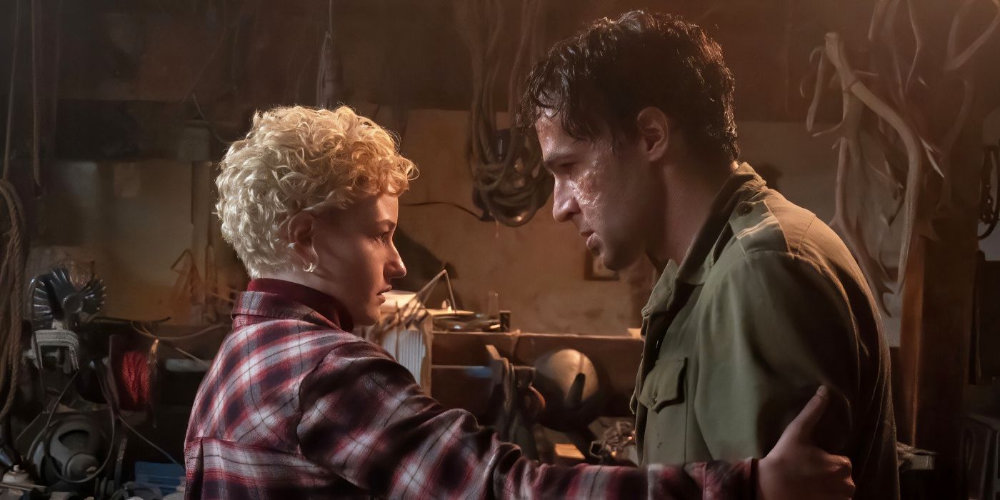 Julia Garner and Christopher Abbott in Wolf Man