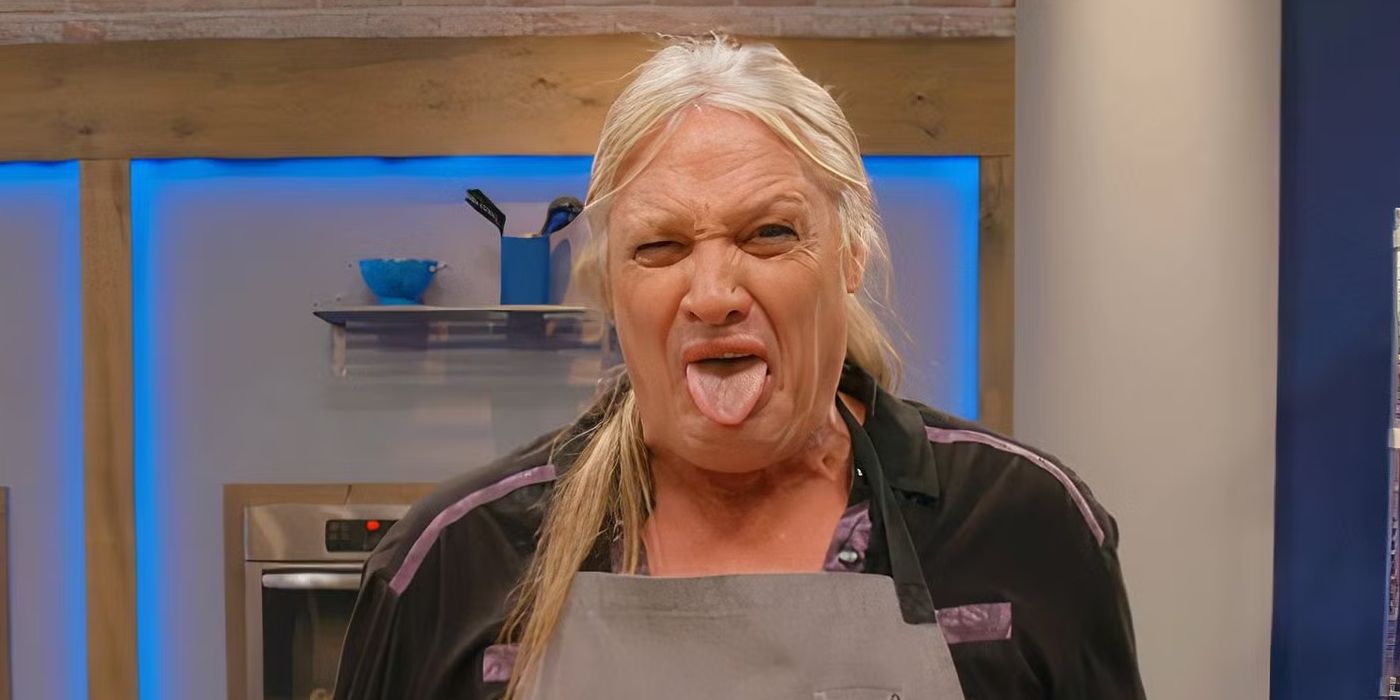 Sebastian Bach making a disgusted face in Worst Cooks in America