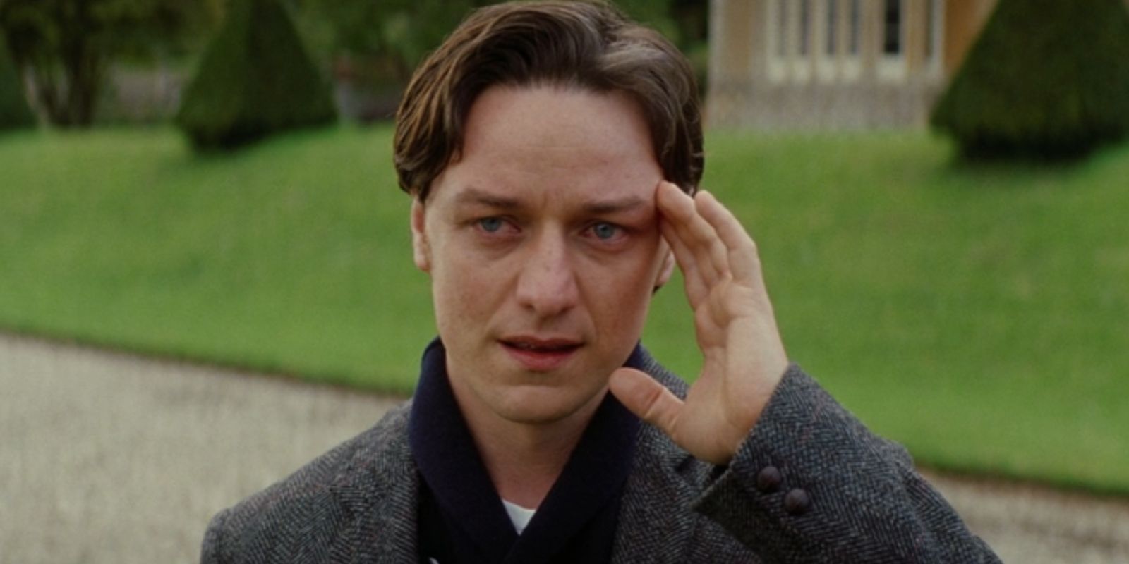 Charles Xavier, played by James McAvoy, holds his hand to his head to use his powers in &lsquo;X-Men: First Class&rsquo;.