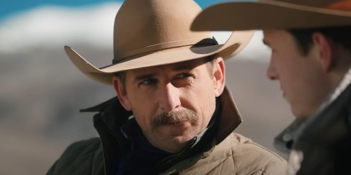 John Dutton (Josh Lucas) talks with Rip Wheeler (Kyle Red Silverstein) on 'Yellowstone'