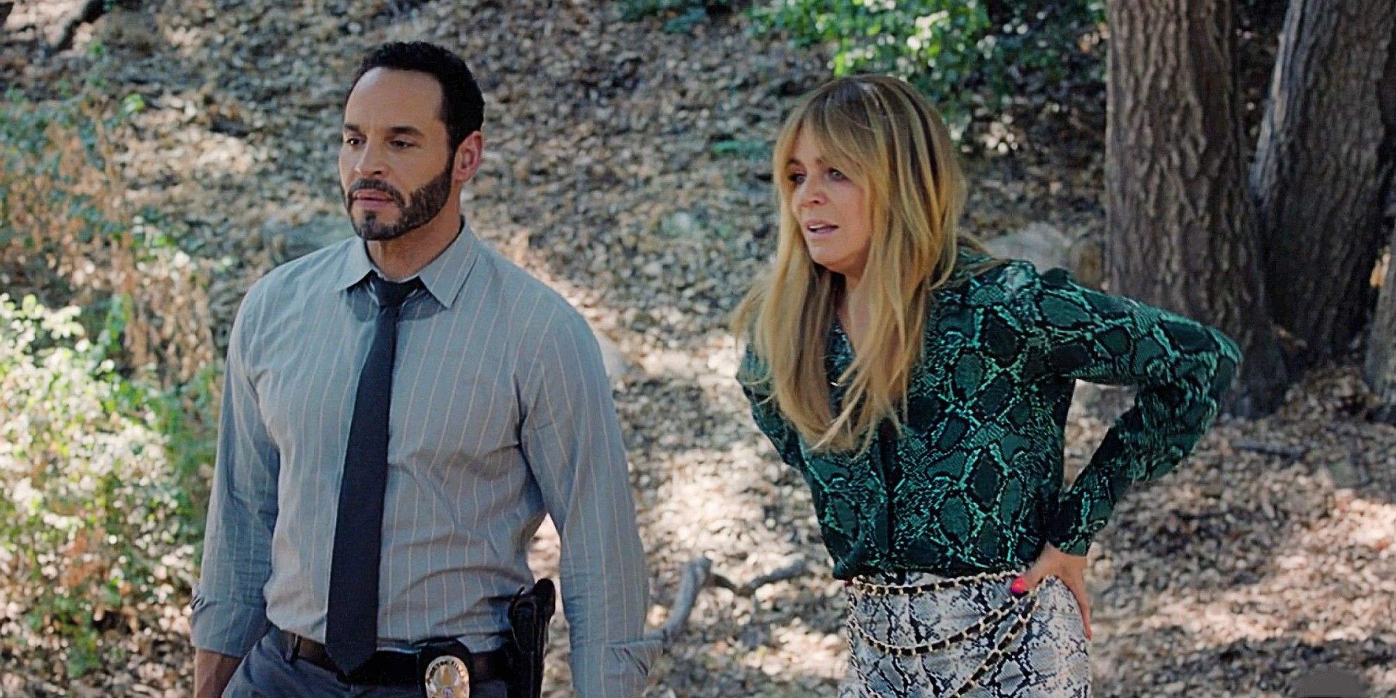 Karadec and Morgan standing in the woods together in High Potential Season 1