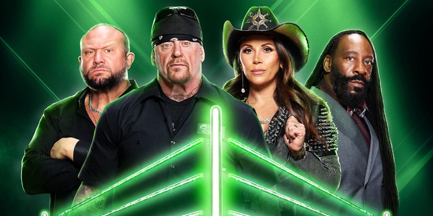 A promo image of The Undertaker, Bubba Ray Dudley, Mickie James and Booker T for WWE LFG
