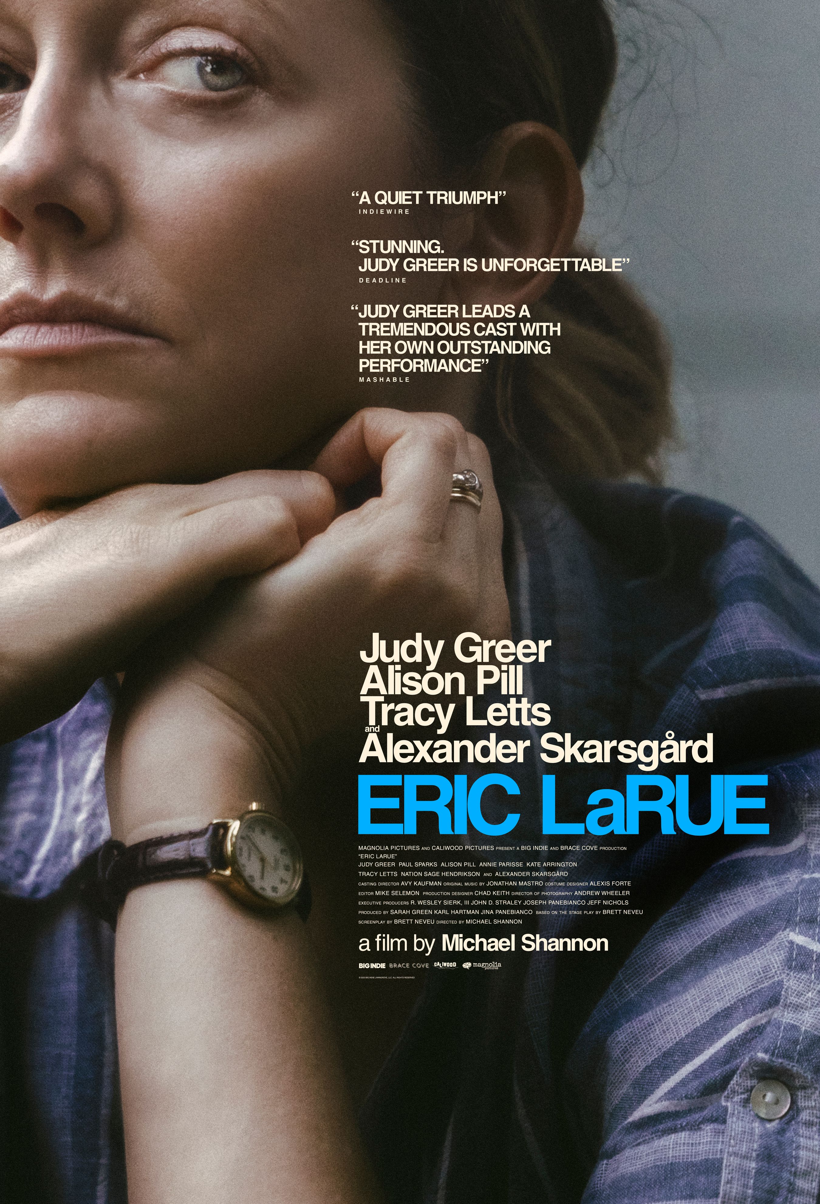 Judy Greer looking nervously with hands against her chin on the Eric LaRue poster