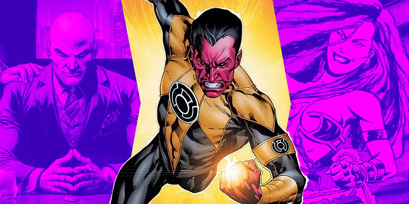 Blended image showing Lex Luthor, Sinestro, and Circe from DC Comics