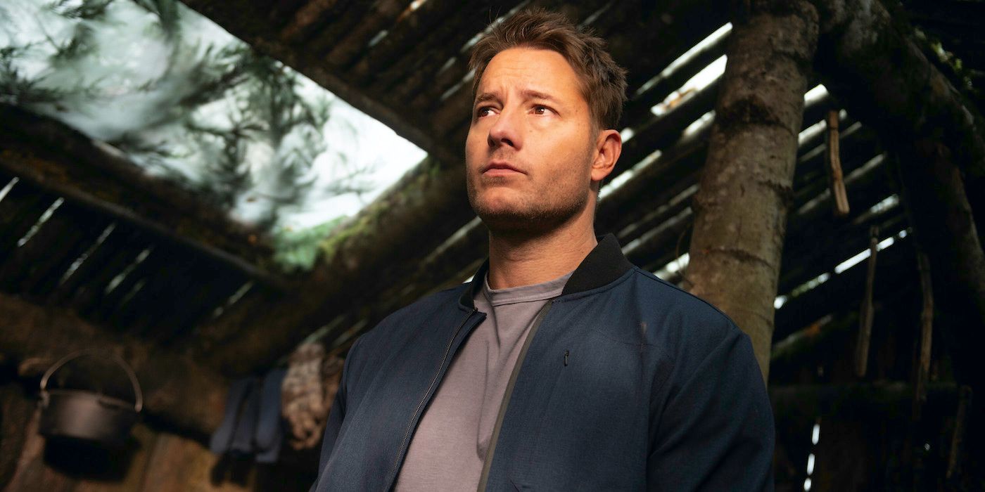Colter Shaw (Justin Hartley) in a forest shelter on 'Tracker.'