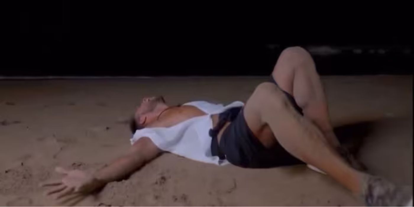 José Carlos Montoya having a meltdown, laying on the ground, on Temptation Island: Spain