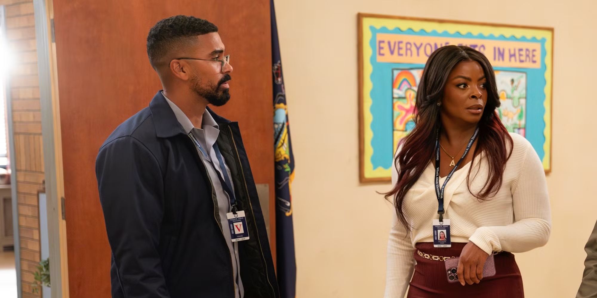 Ava (Janelle James) and O&rsquo;Shon (Matthew Law) in Abbott Elementary.
