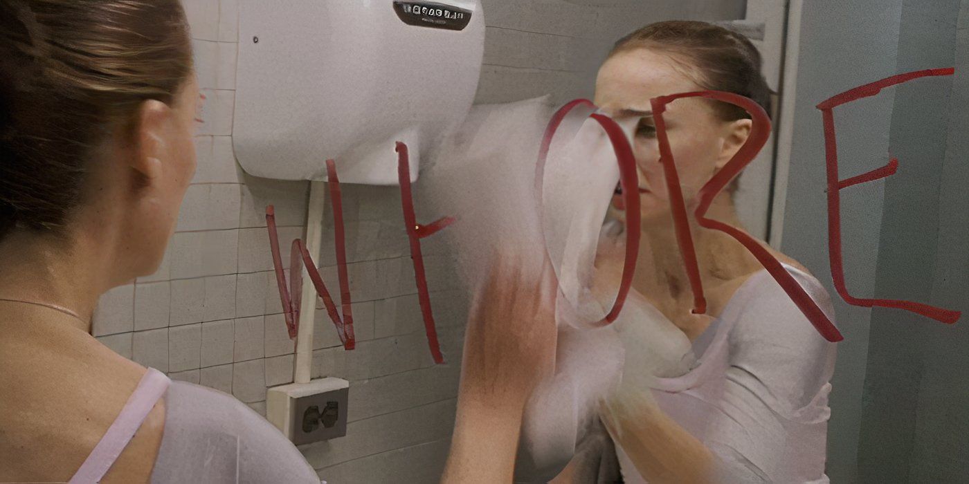 Natalie Portman in &lsquo;Black Swan&rsquo; scrubbing lipstick off a wall