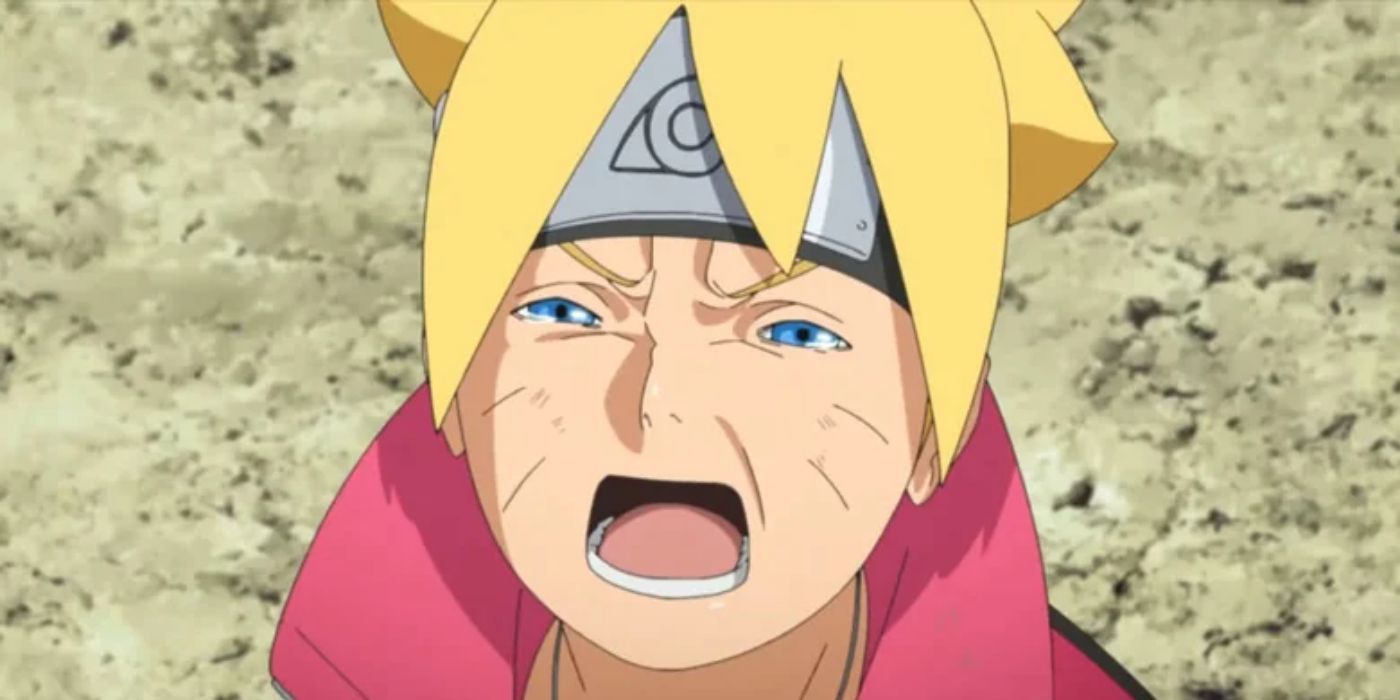 Boruto crying in Boruto anime.