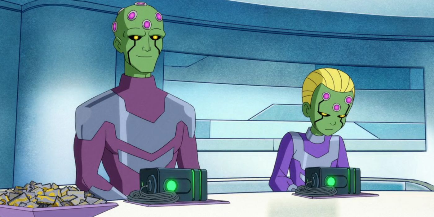 Brainiac sitting with his son