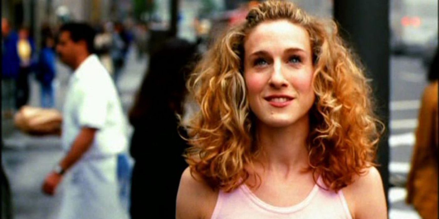 Sarah Jessica Parker as Carrie Bradshaw walking in NYC in the Sex and the City intro.