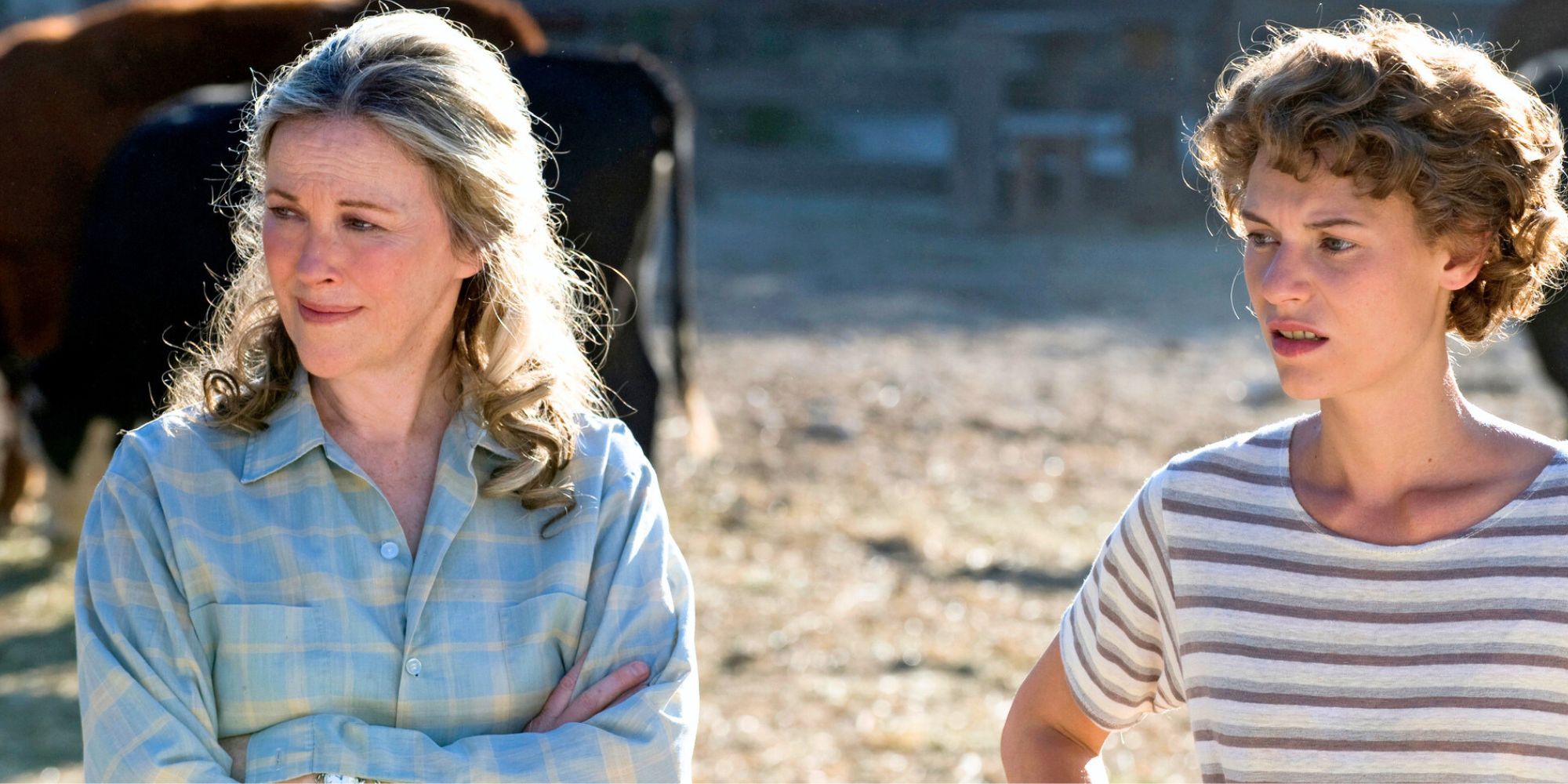Catherine O&rsquo;Hara standing next to Claire Danes in Temple Grandin (2010)
