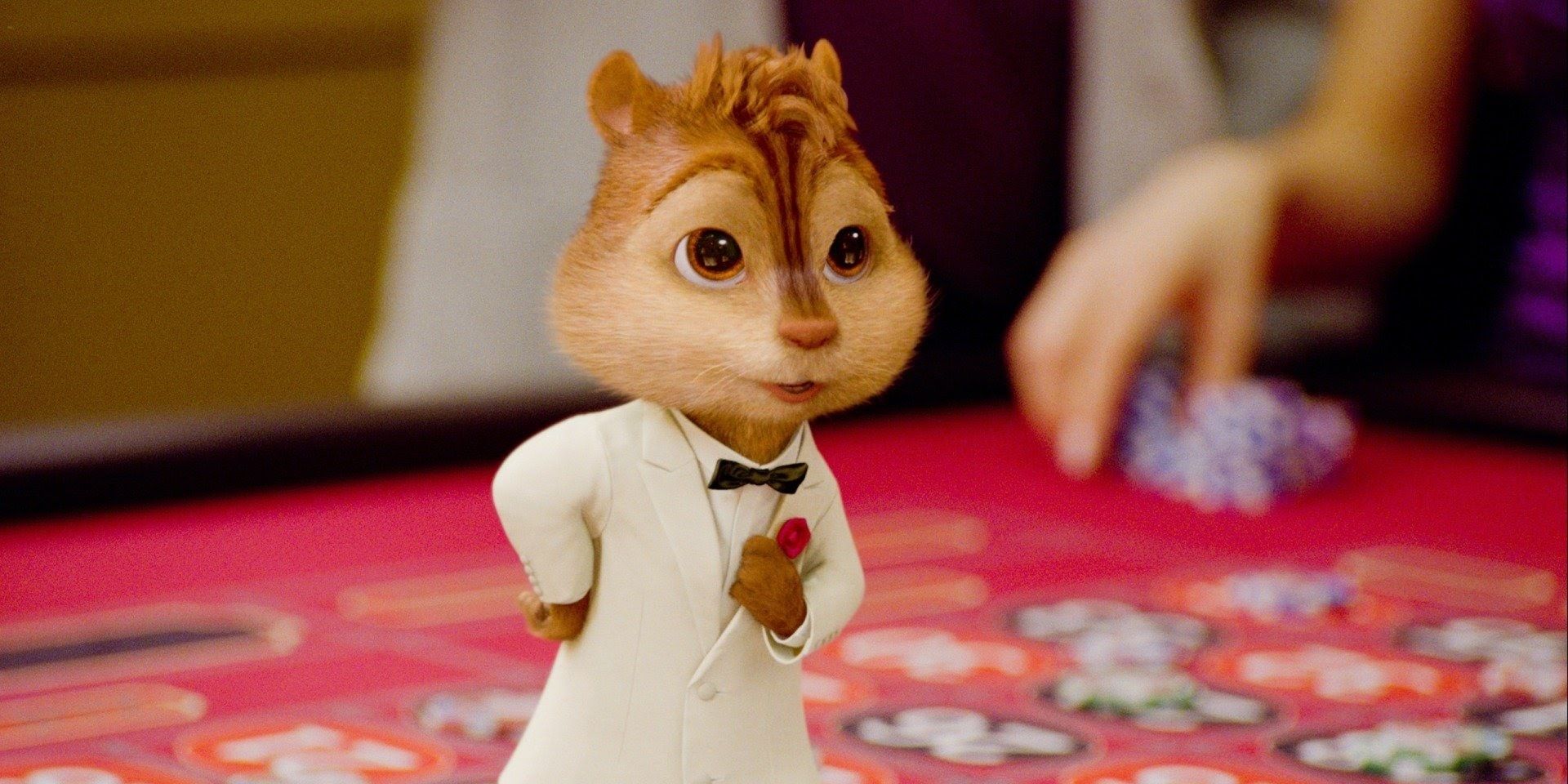 Alvin wearing a white tuxedo in &lsquo;Alvin and the Chipmunks: Chipwrecked&rsquo;