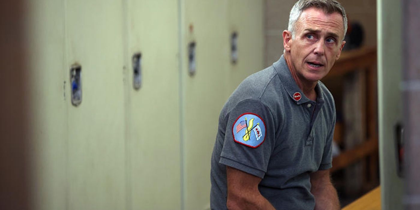 Christopher Herrmann (David Eigenberg) sitting on the bench in 51's locker room in Chicago Fire