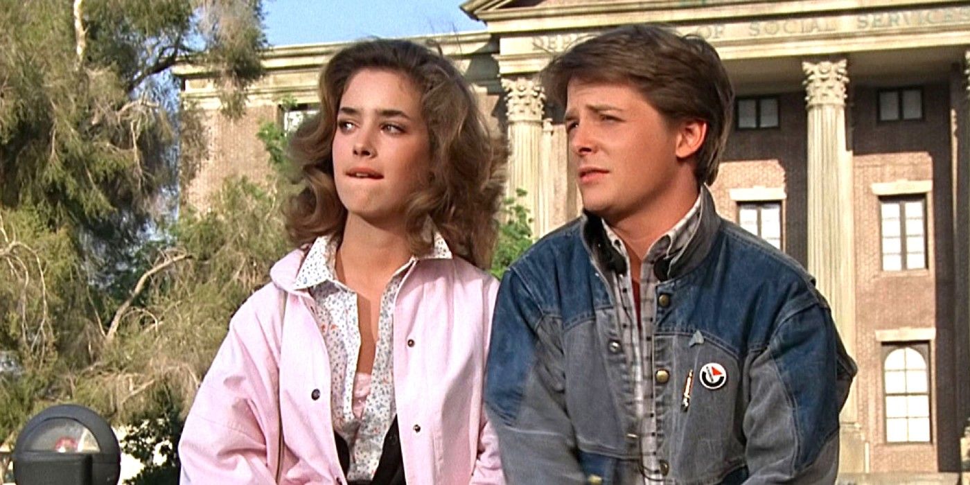 Jennifer Parker (Claudia Wells) and Marty McFly (Michael J. Fox) share a moment in &lsquo;Back to the Future&rsquo;.