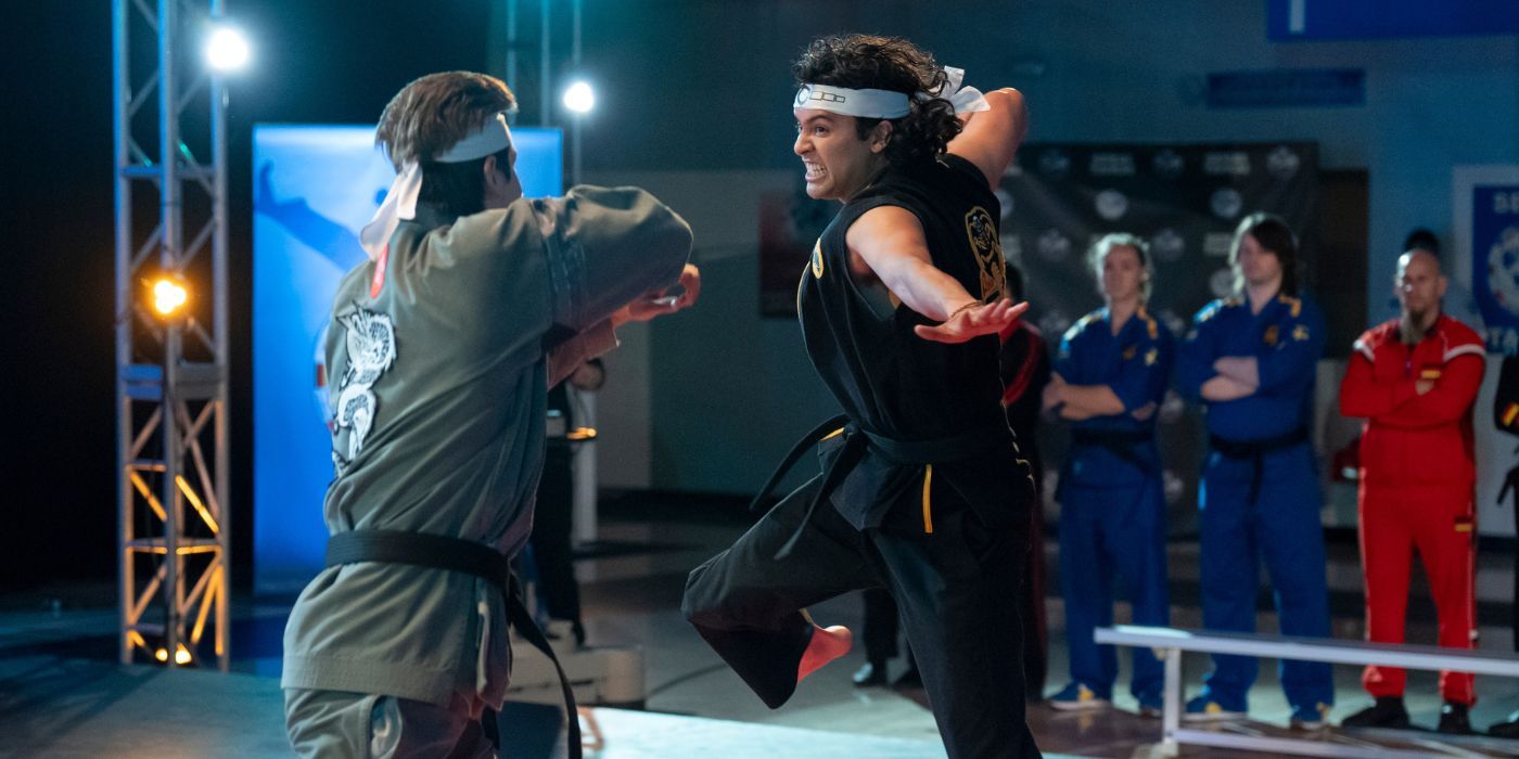 Patrick Luwis' Axel and Xolo Mariduena's Miguel fight at the Sekai Taikai in Cobra Kai Season 6 Episode 14.