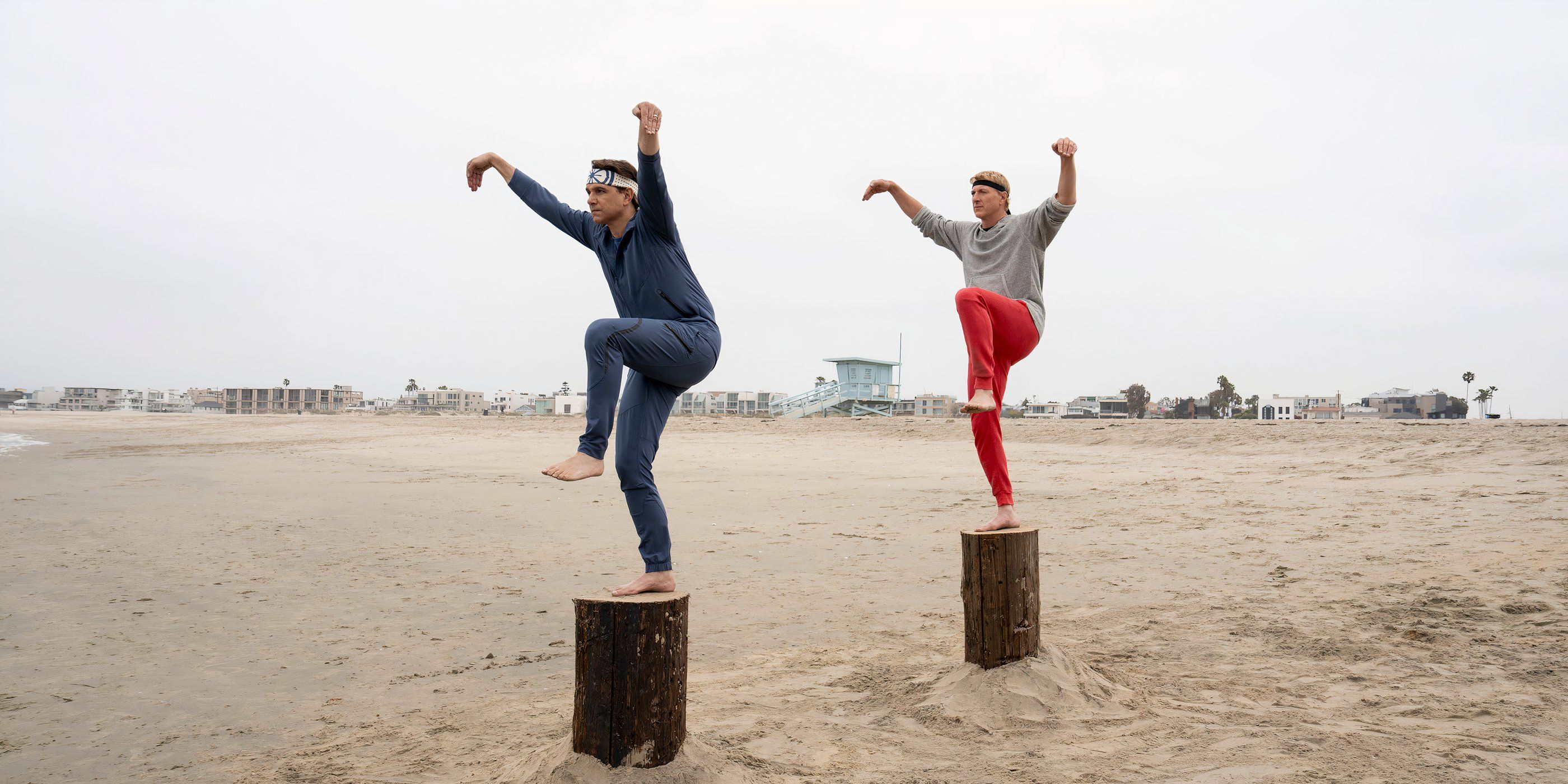 Johnny Lawrence (William Zabka) and Daniel LaRusso (Ralph Macchio) train in 'Cobra Kai' Season 6 Part 3.