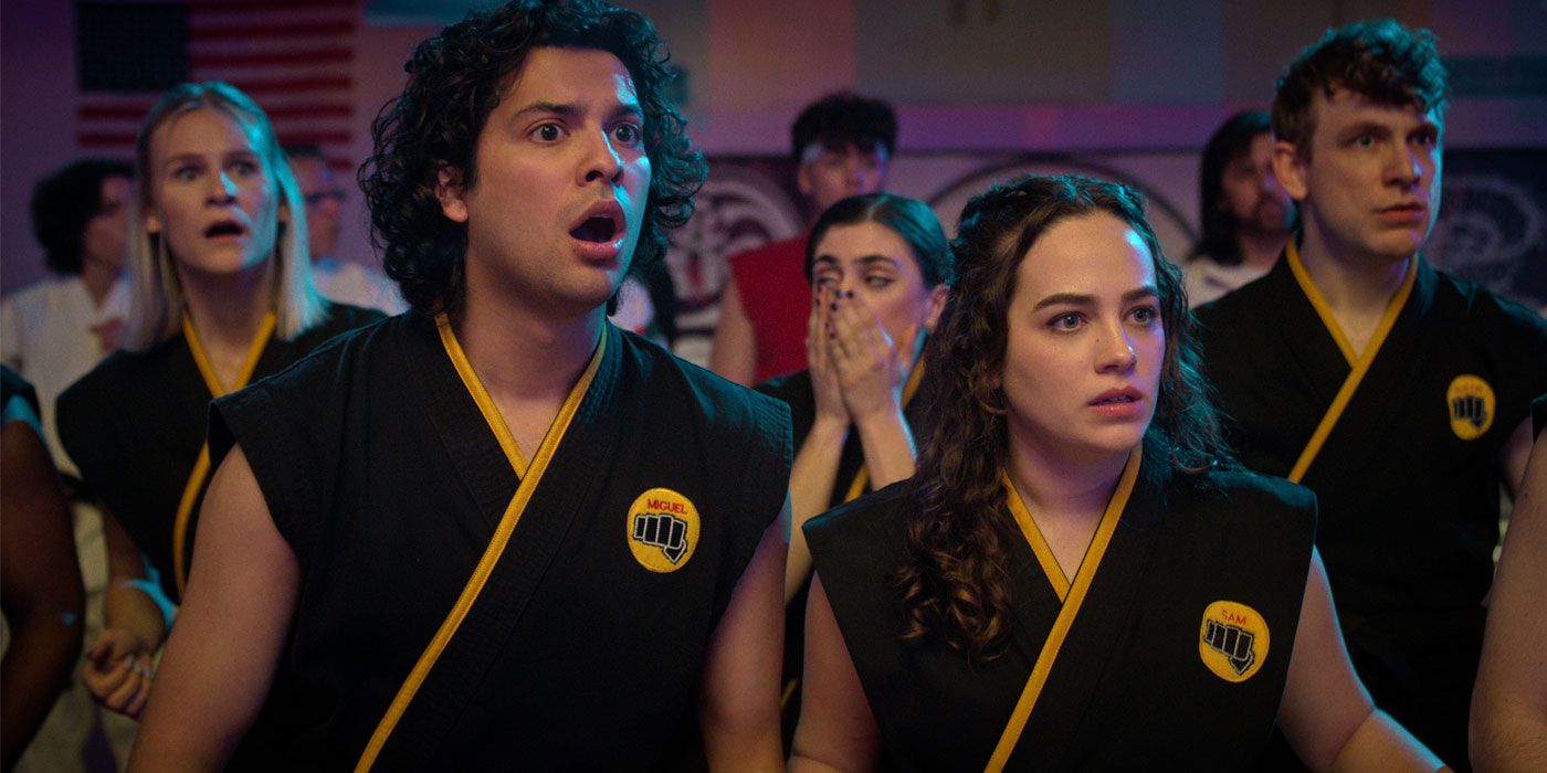 Xolo Maridueña and Mary Mouser Cobra Kai