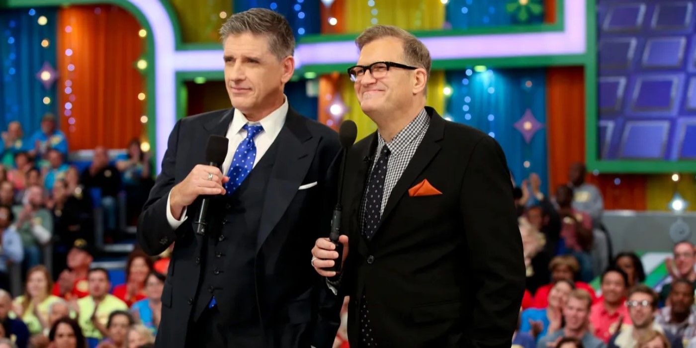 Craig Ferguson and Drew Carey standing together on the April Fool's Day 2014 episode of The Price is Right.