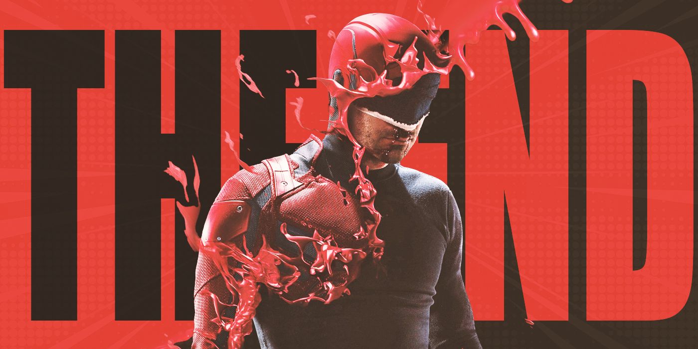 Daredevil in front of a large THE END for Season 3