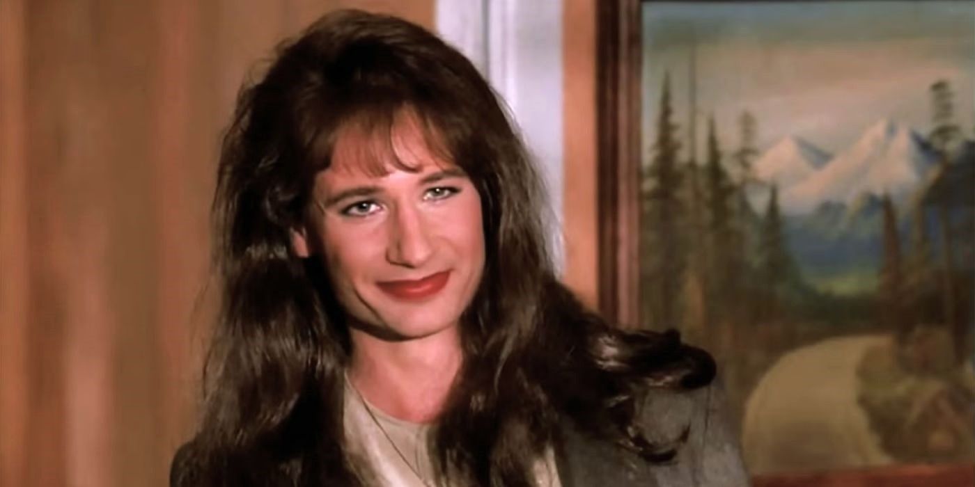 David Duchovny as FBI Agent Denise Bryson smiling in Twin Peaks.