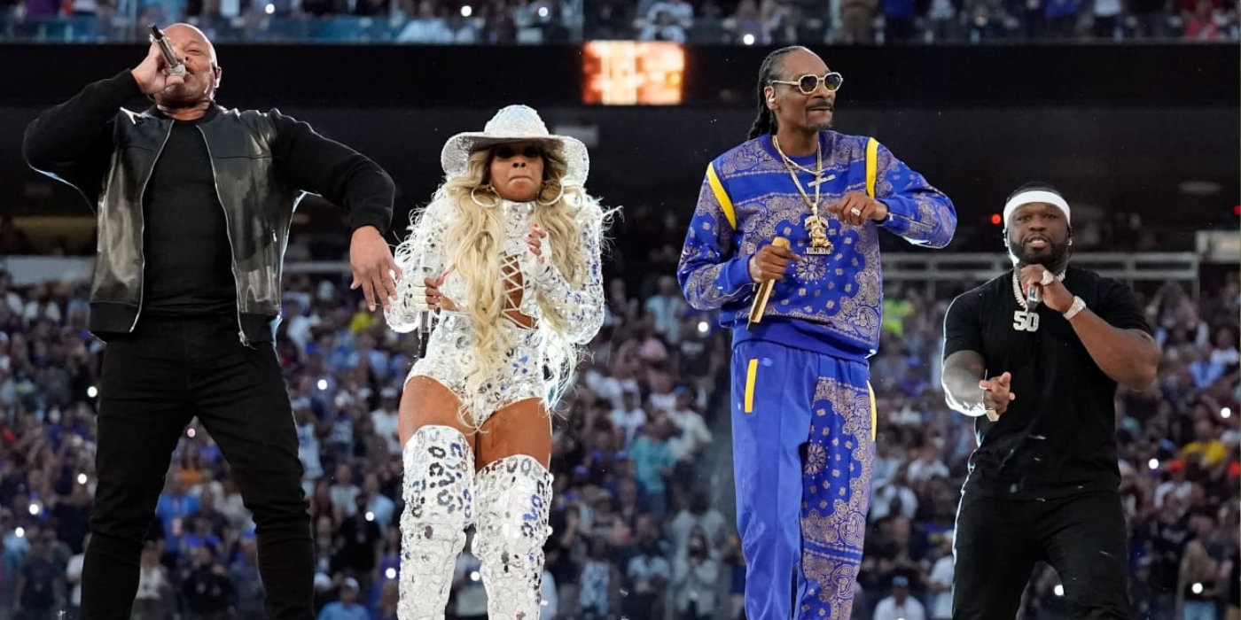 Dr Dre, Mary J. Blige, 50 Cent at Super Bowl