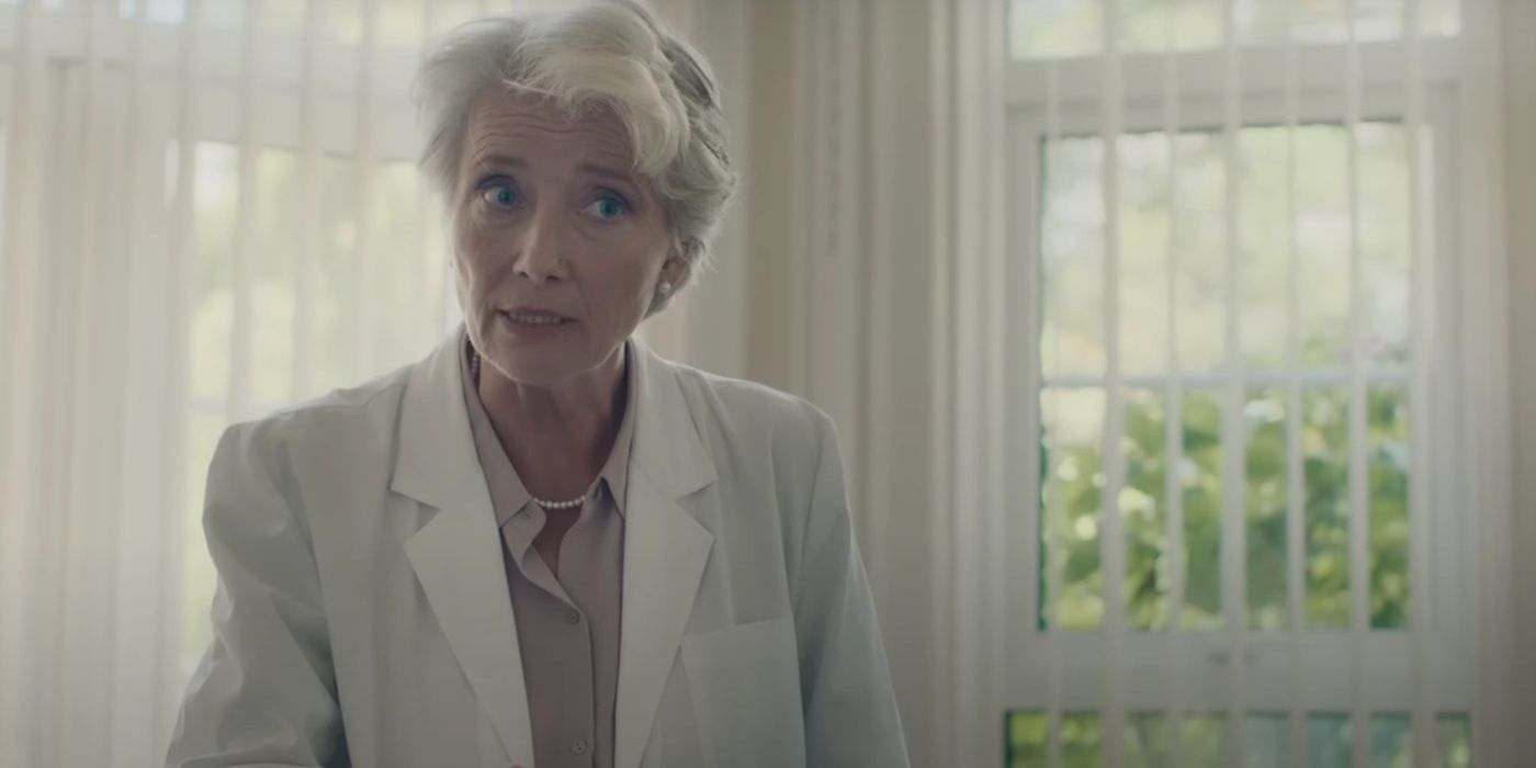 Emma Thompson, talking to Bridget, as Doctor Rawlings in Bridget Jones: Mad About the Boy
