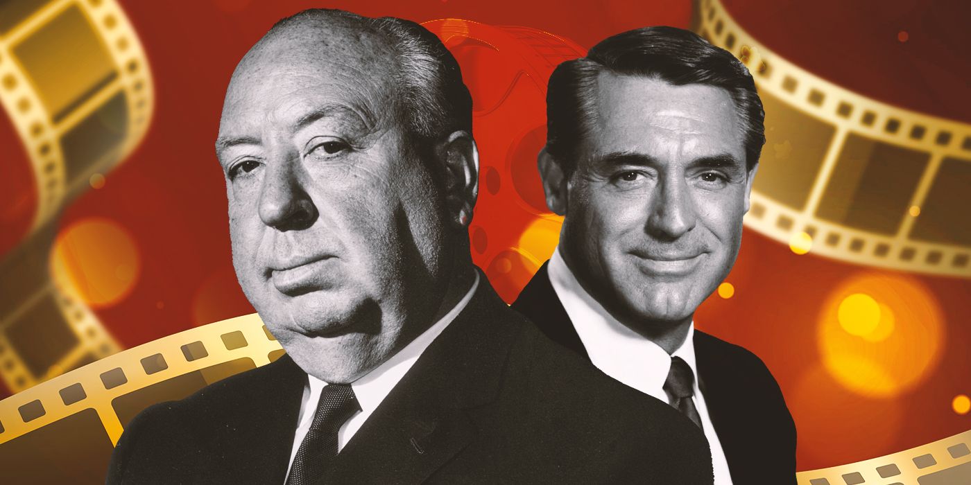 Blended image showing Alfred Hitchcok and Cary Grant