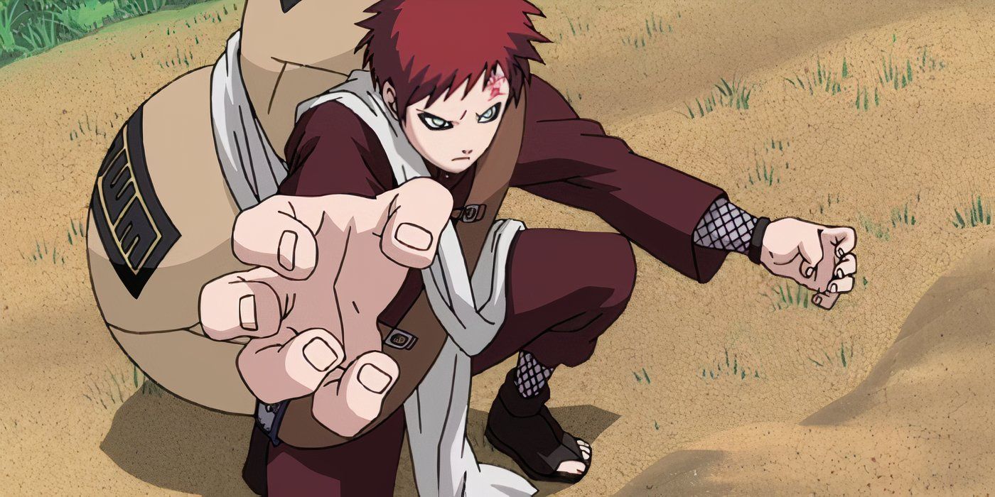 Gaara using the sand attack in Naruto.