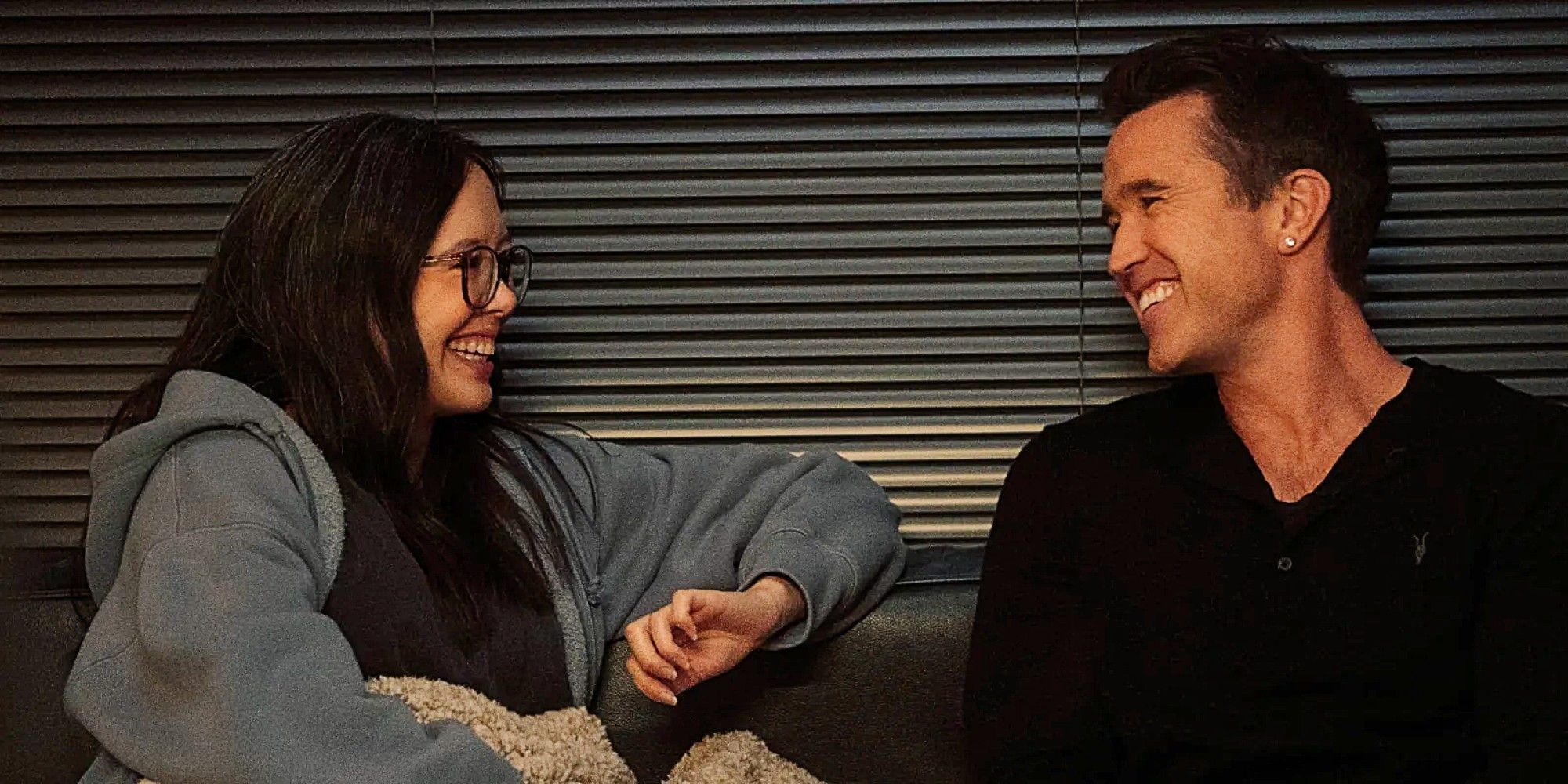 Poppy and Ian smiling at each other in Mythic Quest Season 4