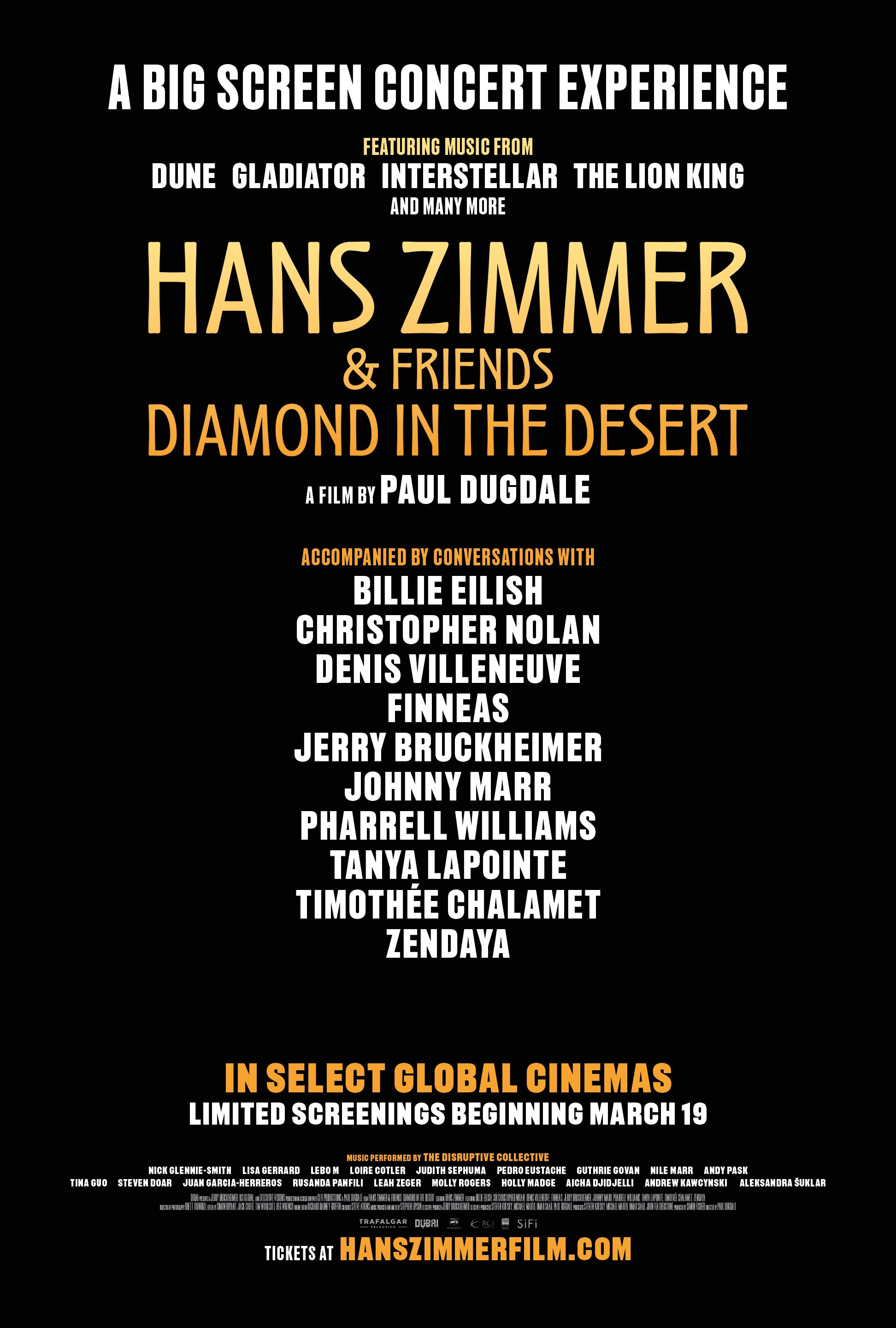 The poster art for Hans Zimmer &amp; Friends: Diamond in the Desert