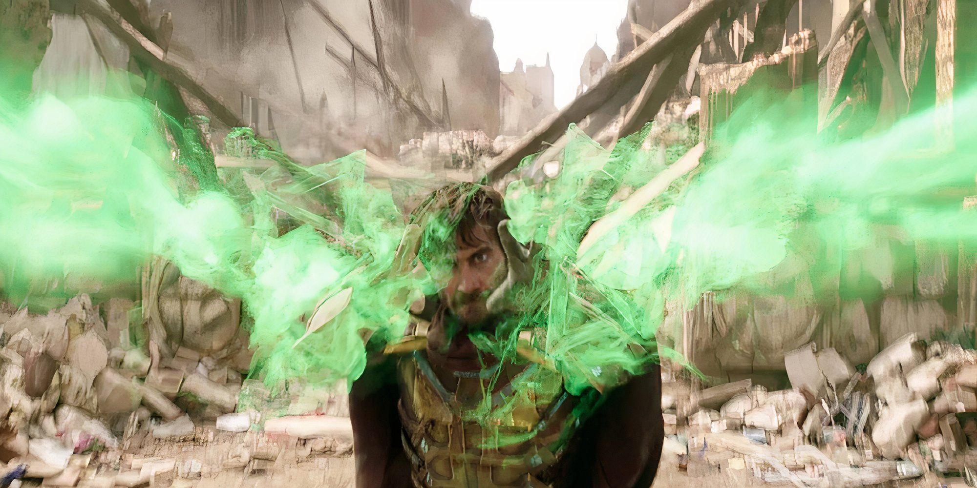 Jake Gyllenhaal as Mysterio in Spider-Man Far From Home using his powers.