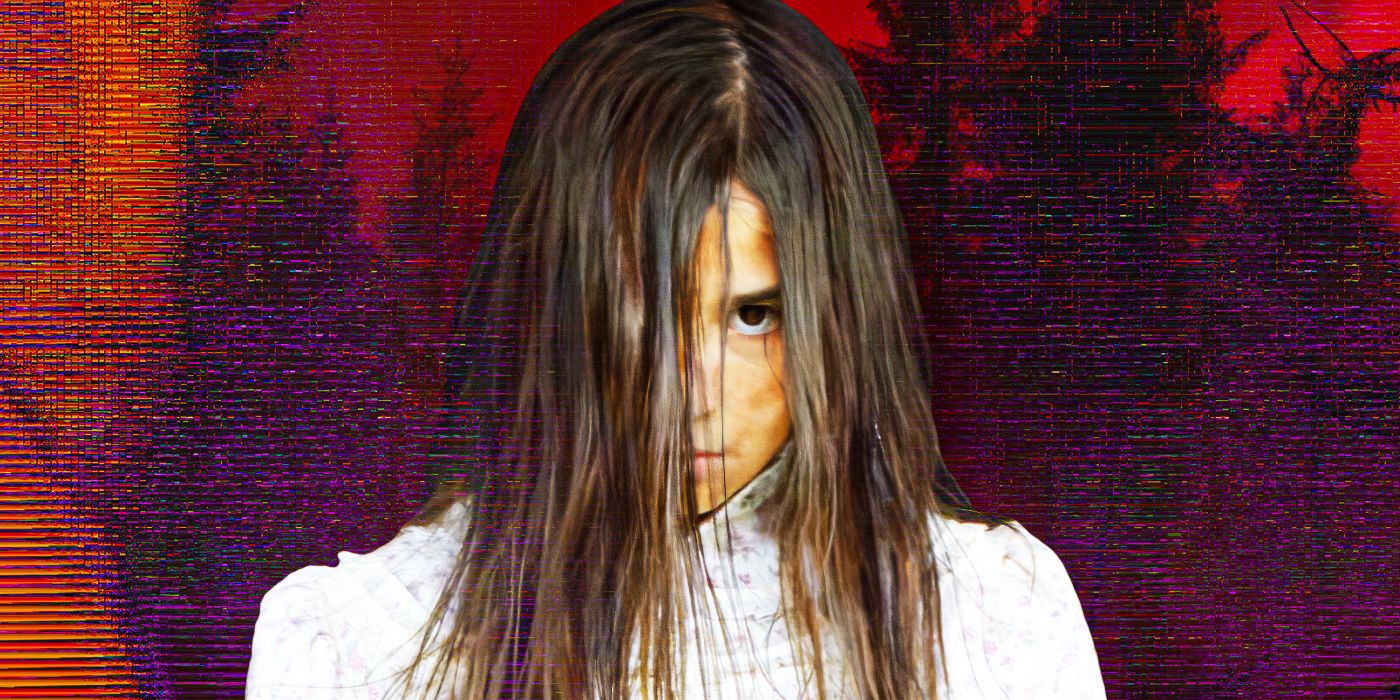 A young girl with long dark hair falling over her face in Crowsnest.