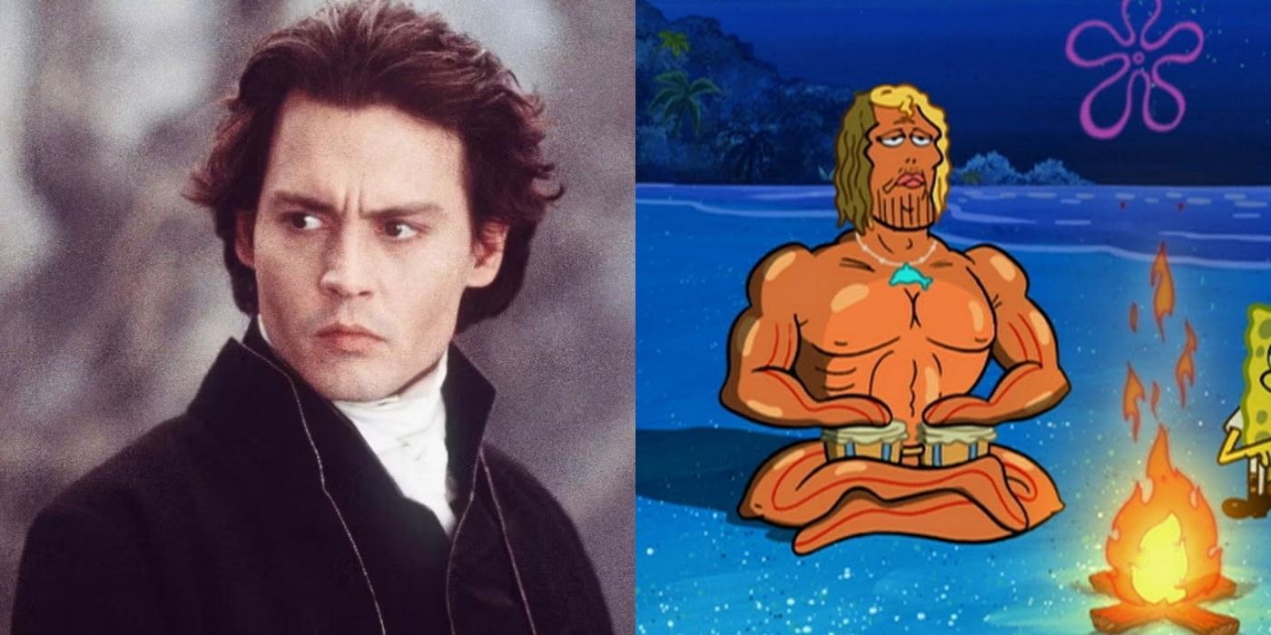 Johnny Depp in Sleepy Hollow and his character Jack Kahuna Laguna in SpongeBob SquarePants.