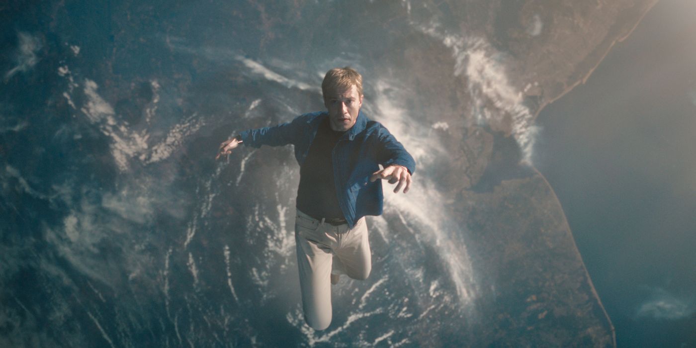 Joseph Quinn as Johnny Storm floating in space in Fantastic Four: First Steps.