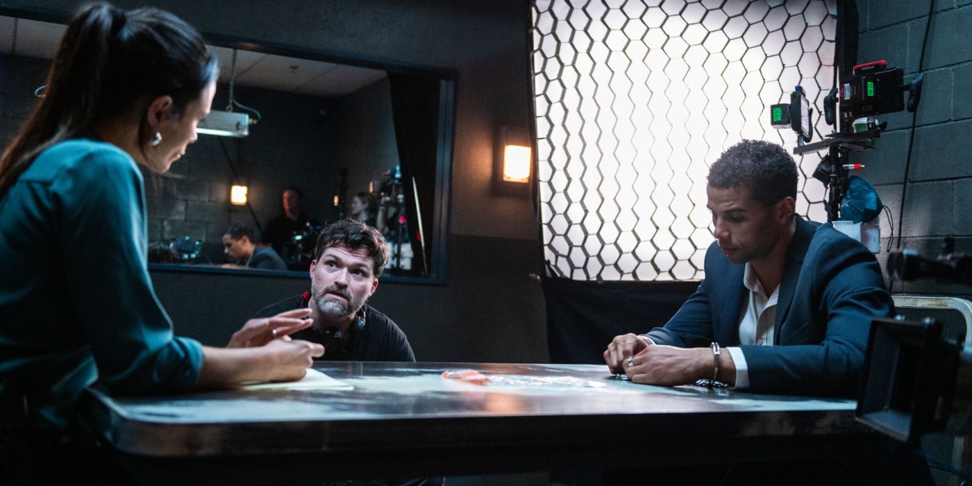 Josh Ruben with Mason Gooding on the set of Heart Eyes.