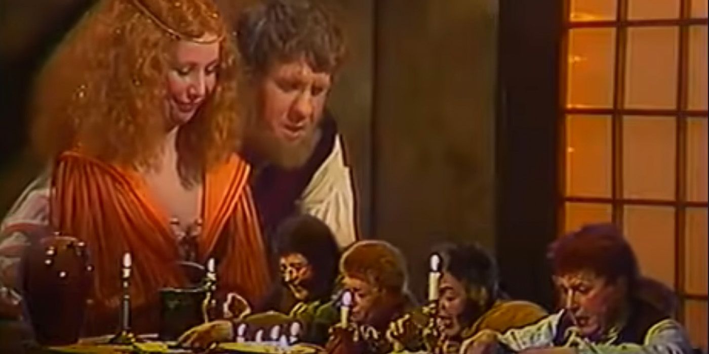 Goldberry (Regina Lialeikite) and Tom Bombadil (Sergei Parshin) feed the four Hobbits in the Soviet &lsquo;Lord of the Rings&rsquo; adaptation &lsquo;Khraniteli&rsquo;