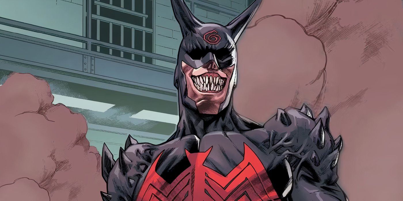 A Knullified Daredevil standing before smoke in Marvel Comics.