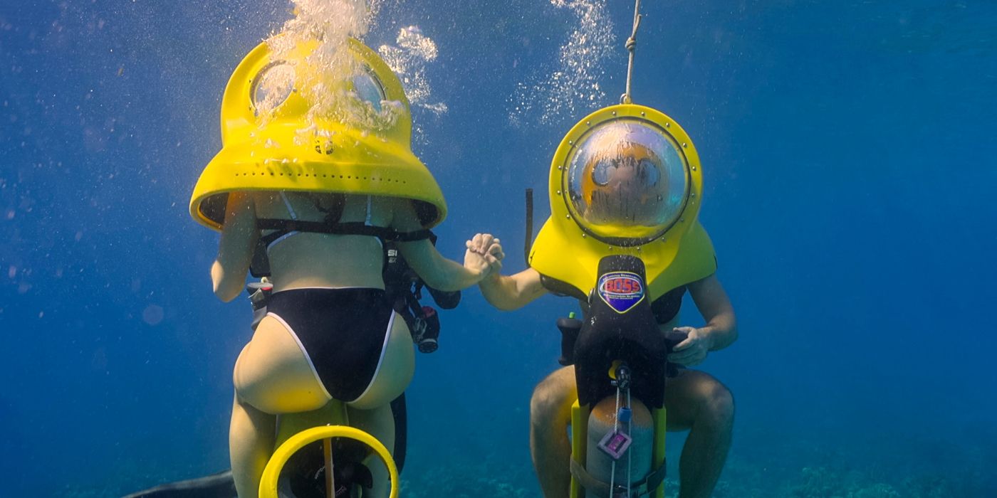 David and Lauren in the oceans of Honduras during a date on 'Love Is Blind' Season 8.