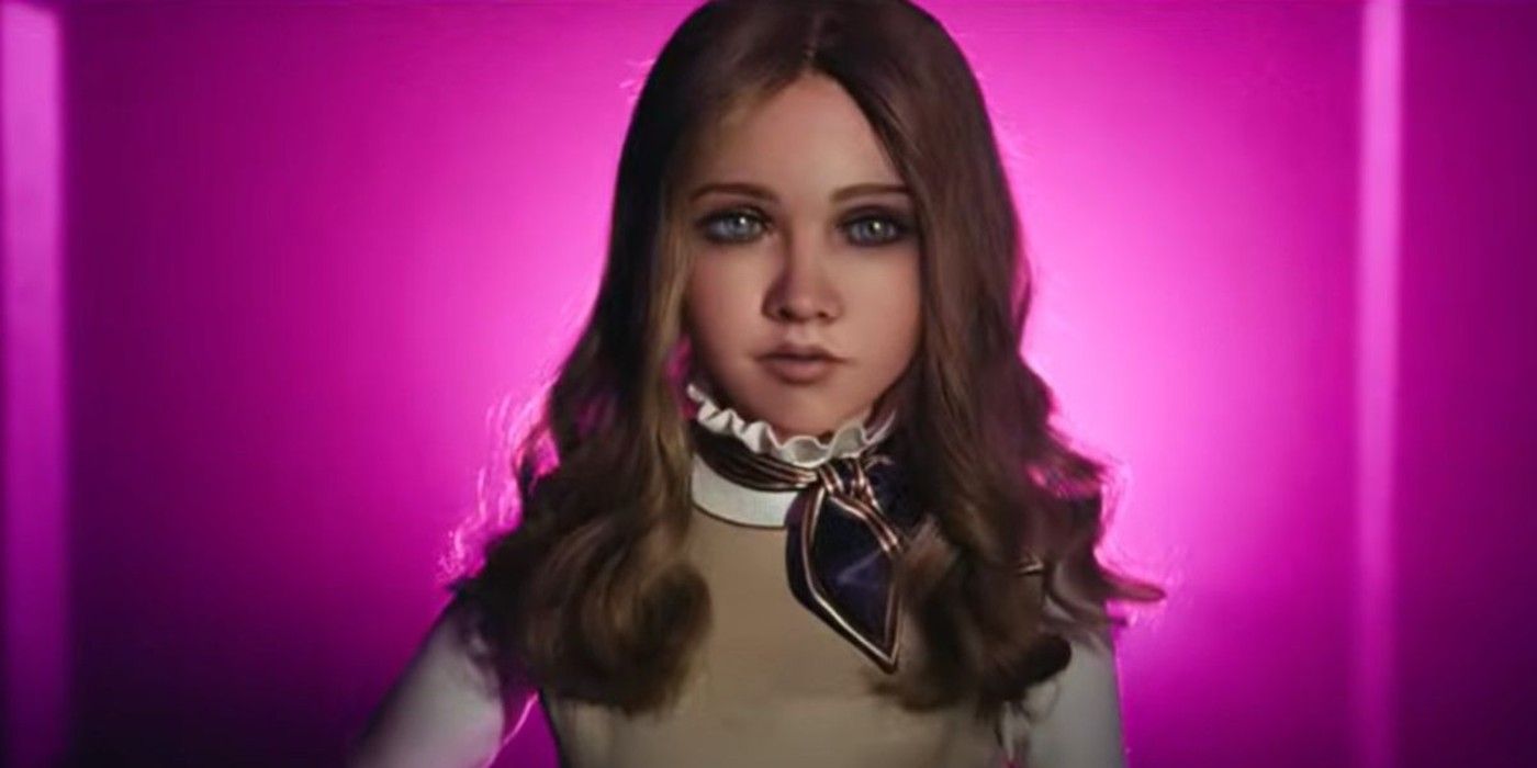 M3GAN in front of a purple background in the &lsquo;M3GAN 2.0&rsquo; teaser