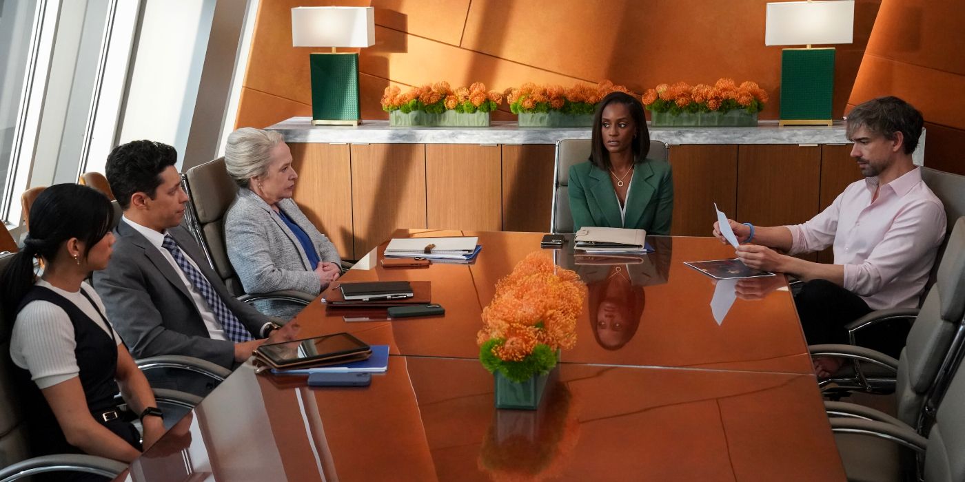 YouThree and Olympia sitting with the client of the week in Matlock Episode 11