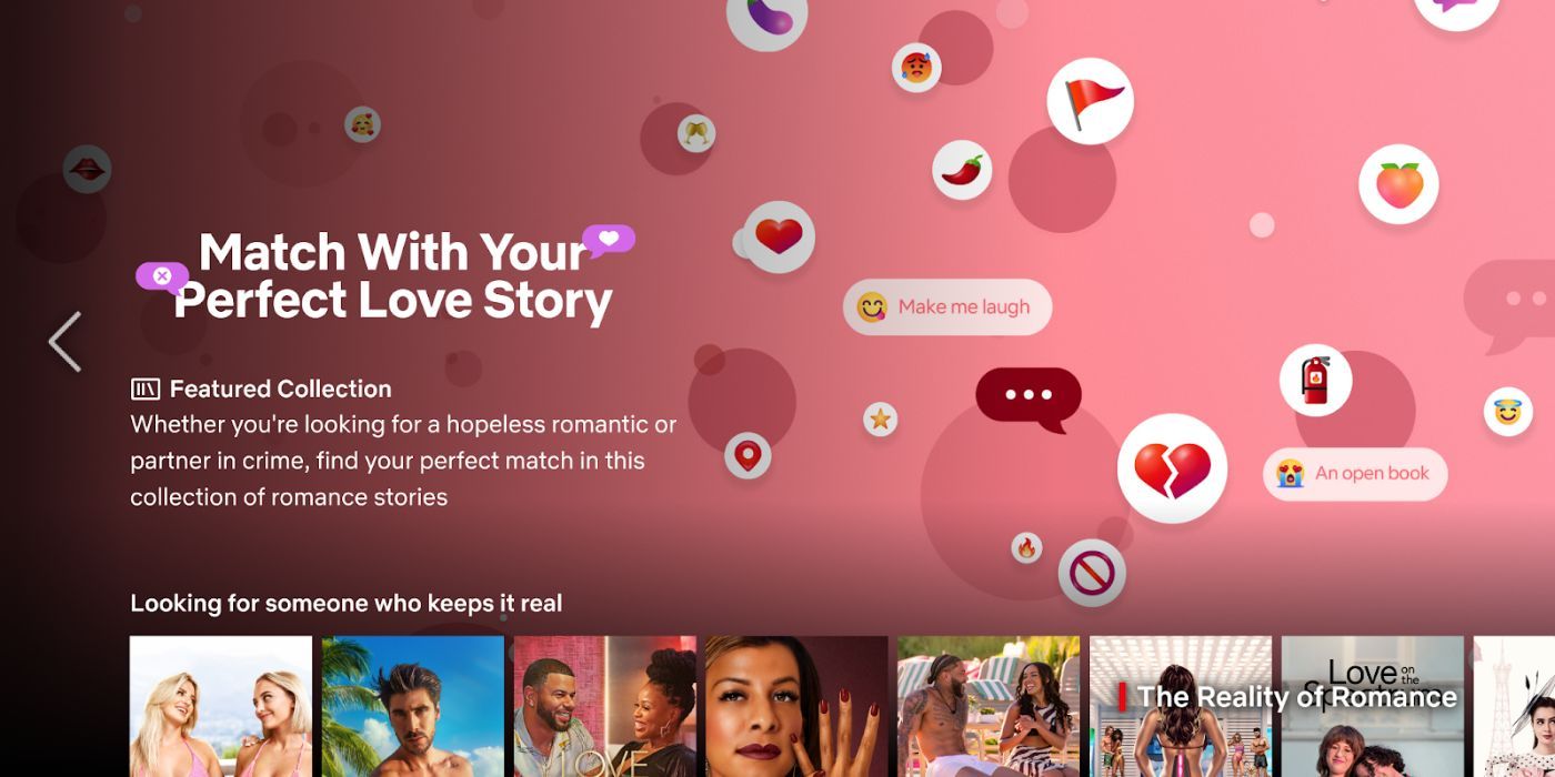 Netflix's home screen for its Valentine's Day Dating Hub