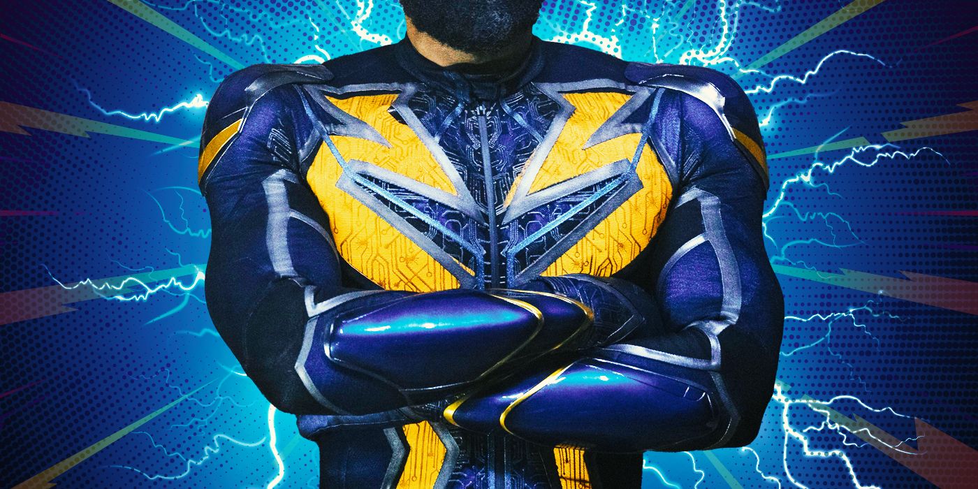 Black Lightning wearing his suit and crossing his arms in a custom image