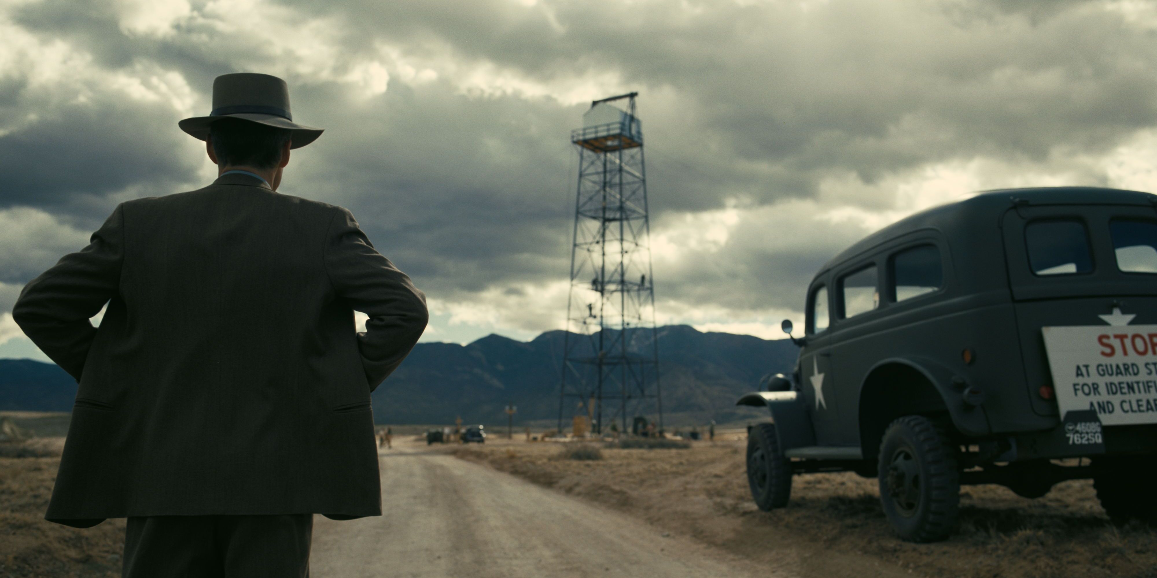 Cillian Murphy standing along the horizon in &lsquo;Oppenheimer&rsquo;