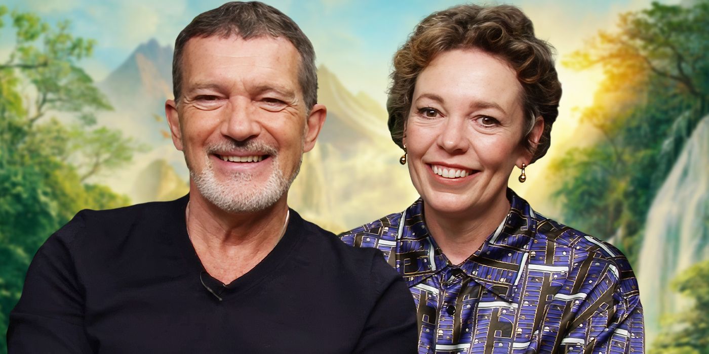 Custom image of Antonio Banderas and Olivia Colman for Paddington in Peru interview